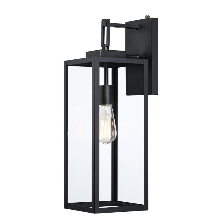 22.48'' Matte Black Metal and Glass Outdoor Wall Lantern