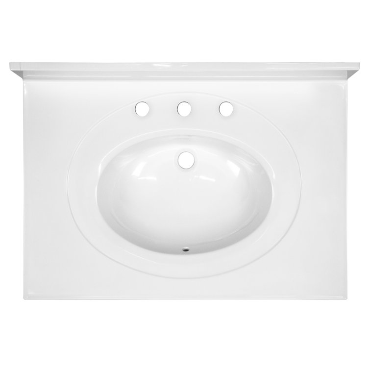 Solid White Cultured Marble 31-Inch Vanity Top with Backsplash