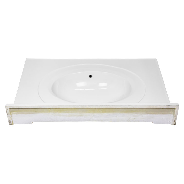 Solid White Cultured Marble 31-Inch Vanity Top with Backsplash