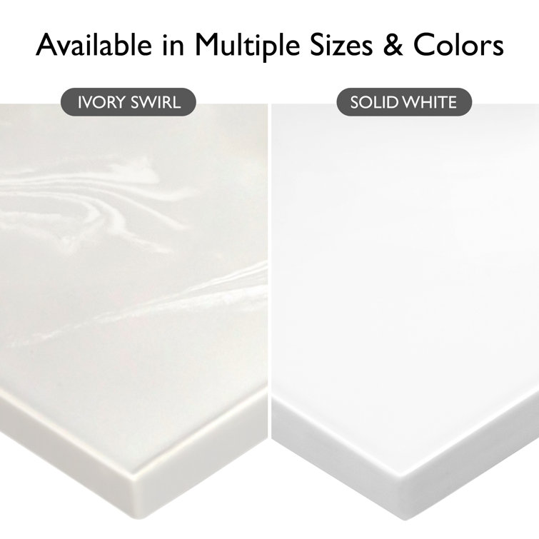 Solid White Cultured Marble 31-Inch Vanity Top with Backsplash