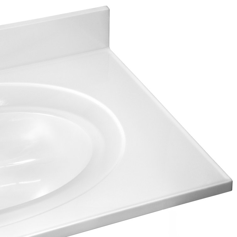 Solid White Cultured Marble 31-Inch Vanity Top with Backsplash
