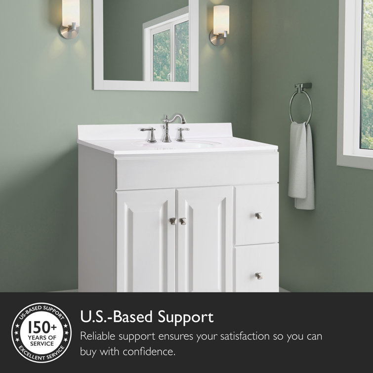 Solid White Cultured Marble 31-Inch Vanity Top with Backsplash