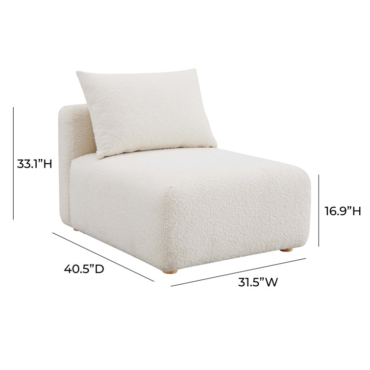 Cream Boucle Modular Armless Slipper Chair