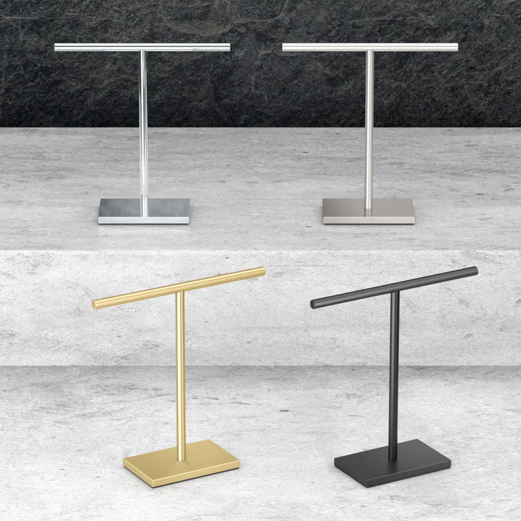 Satin Nickel Freestanding Countertop Hand Towel Holder with Weighted Base