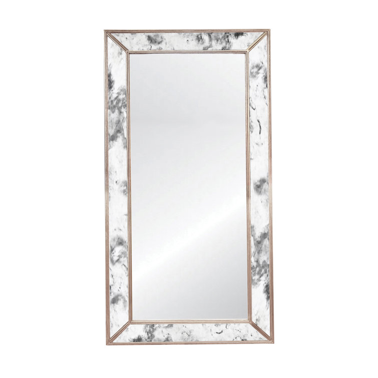 Dion Modern Glam Full-Length Wood Mirror in Silver Leaf