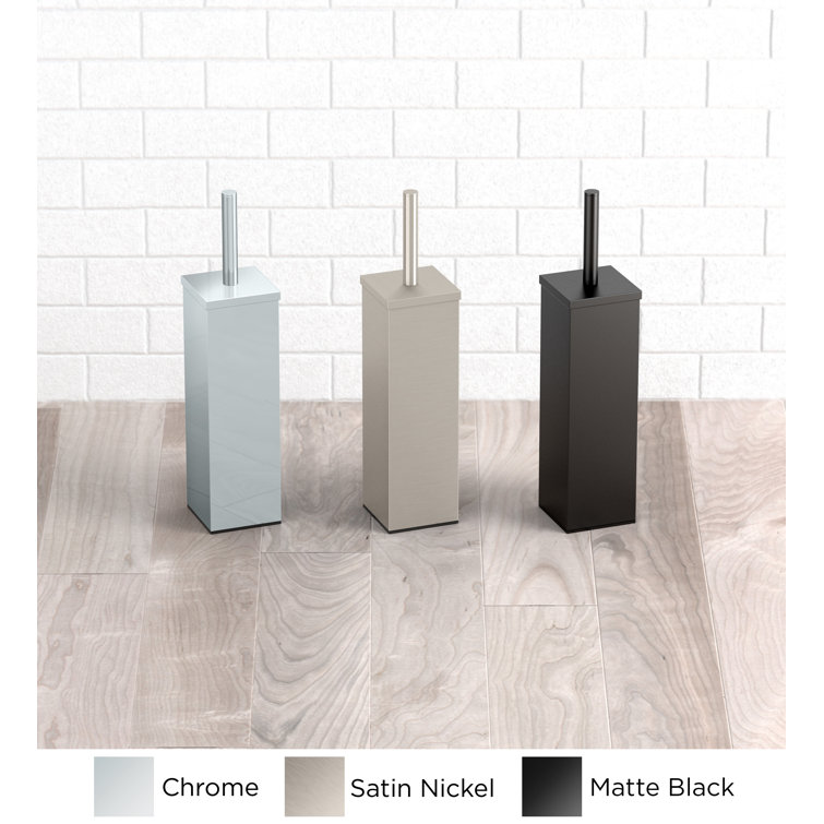 Matte Black Square Metal Toilet Brush Holder
