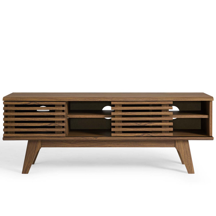 Walnut 46" Mid-Century Modern Media Console with Cabinet