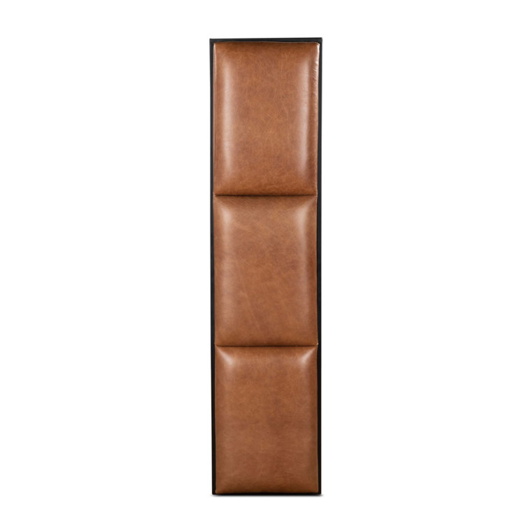 Melbourne Cognac Leather and Iron Mid-Century Modern Bench