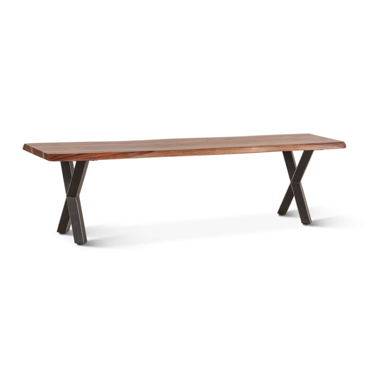 Elliston 68'' Sheesham Wood and Matte Black Iron Dining Bench