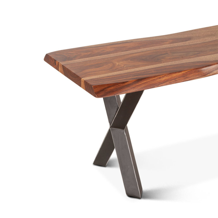 Elliston 68'' Sheesham Wood and Matte Black Iron Dining Bench