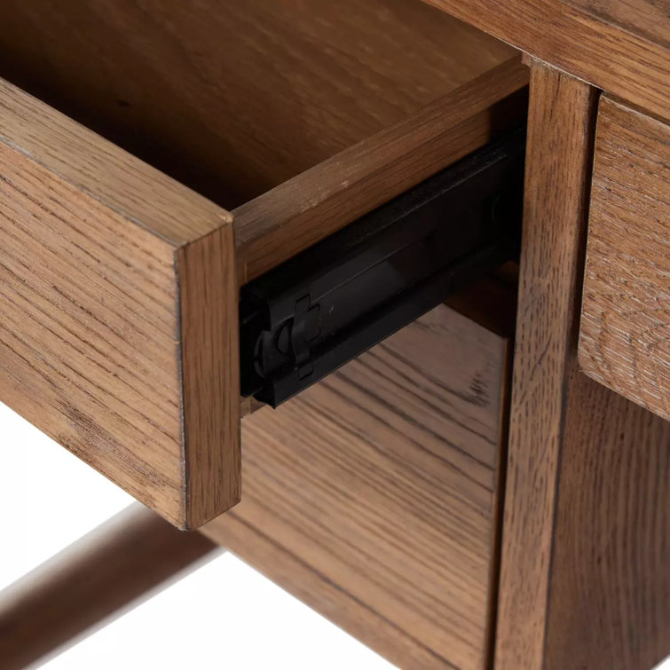 Rustic Weathered Oak Writing Desk with Drawers