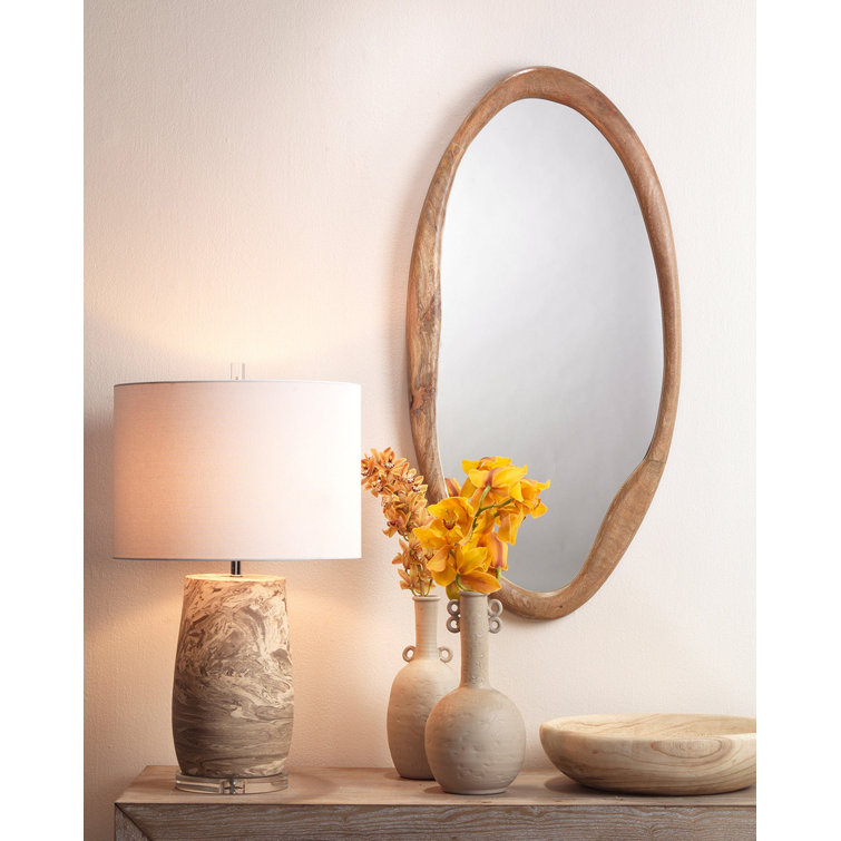 Alora Asymmetrical Natural Mango Wood Oval Mirror