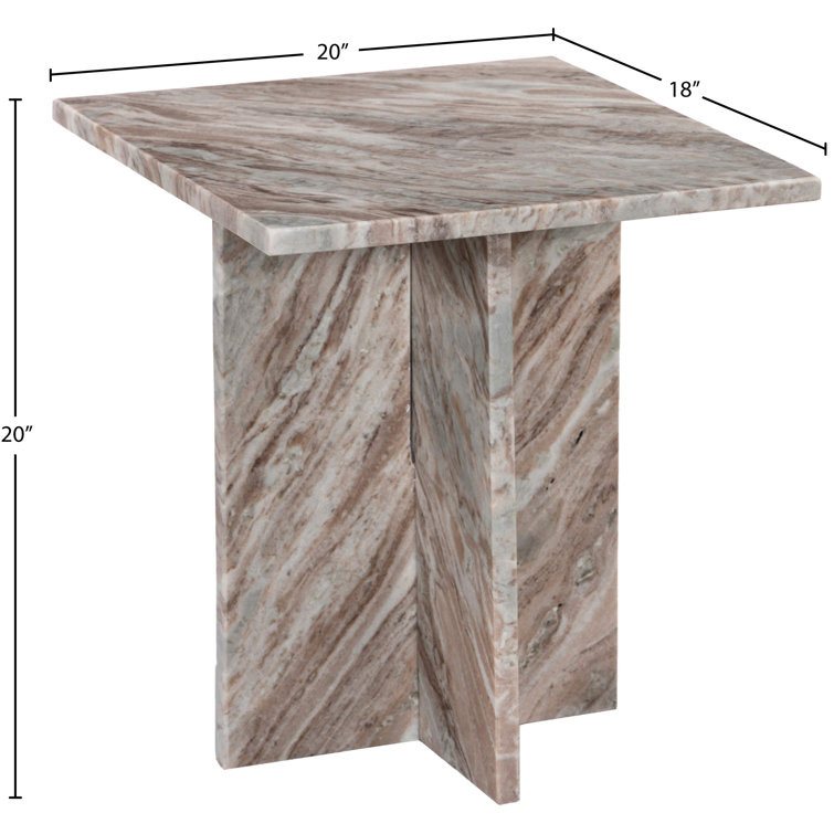 Brown Marble Rectangular Cross Legs End Table
