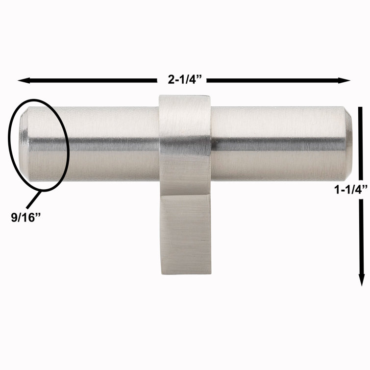 Stainless Steel 2.25" Euro-Style T-Bar Cabinet Knob