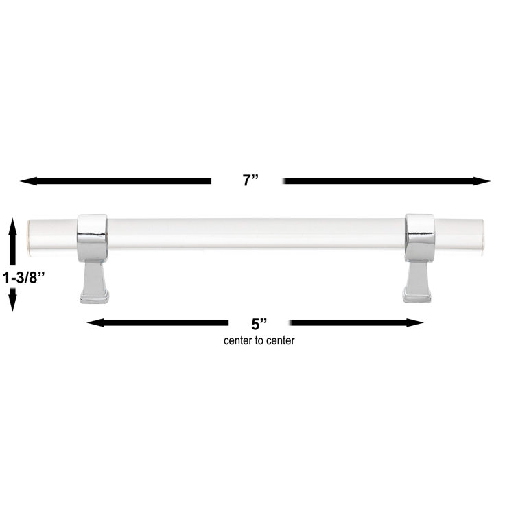 6.25" Polished Chrome Acrylic Bar Pull with Mounting Hardware