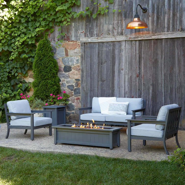 Gray Metal Outdoor Loveseat with Cushions, 55"
