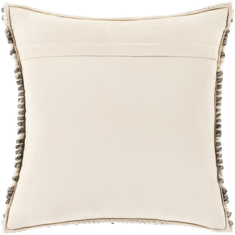 18" Square Beige and Gray Wool Cotton Pillow Cover