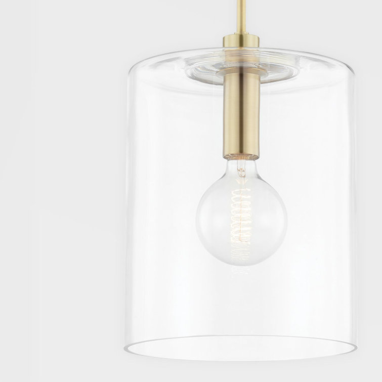 Aged Brass Clear Glass 1-Light Pendant