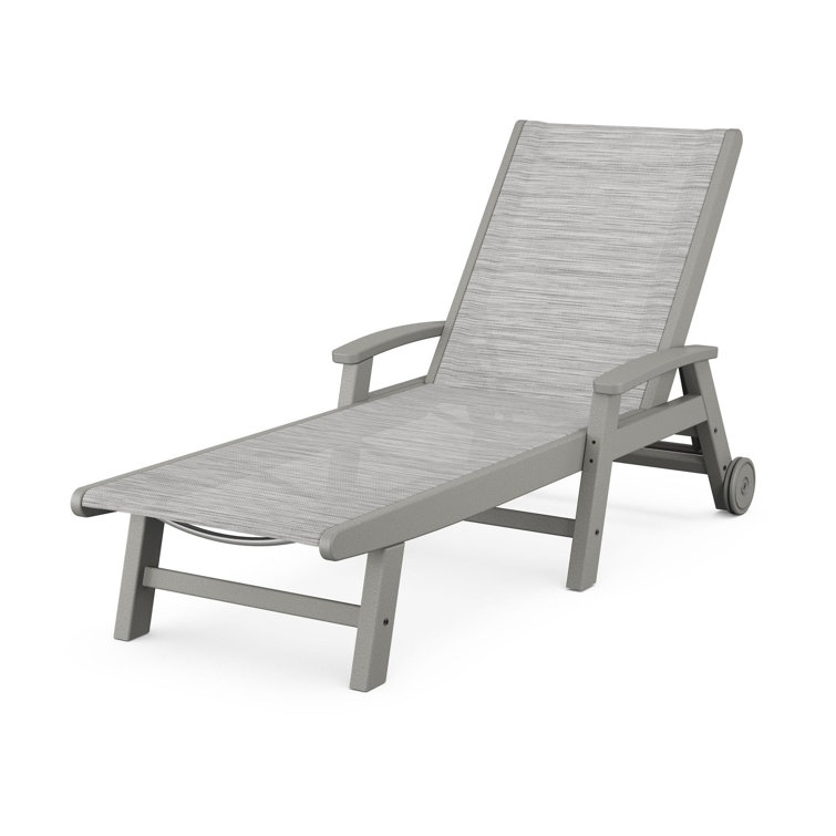 Slate Grey and Metallic HDPE Coastal Chaise Lounger with Arms