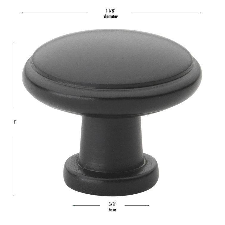 Matte Black Round Zinc Alloy Cabinet Knob Set