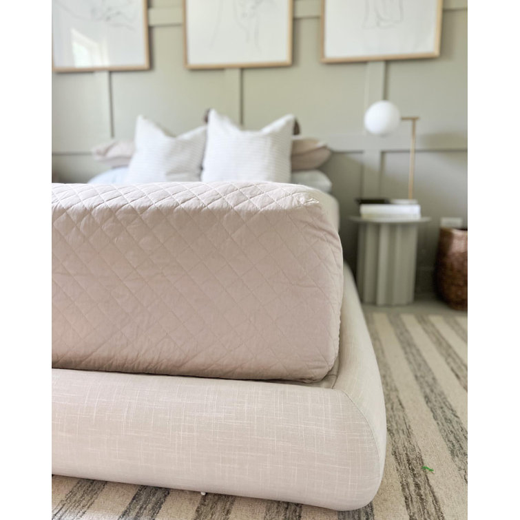 Taupe Striped Cotton Square Throw Pillow with Tassels