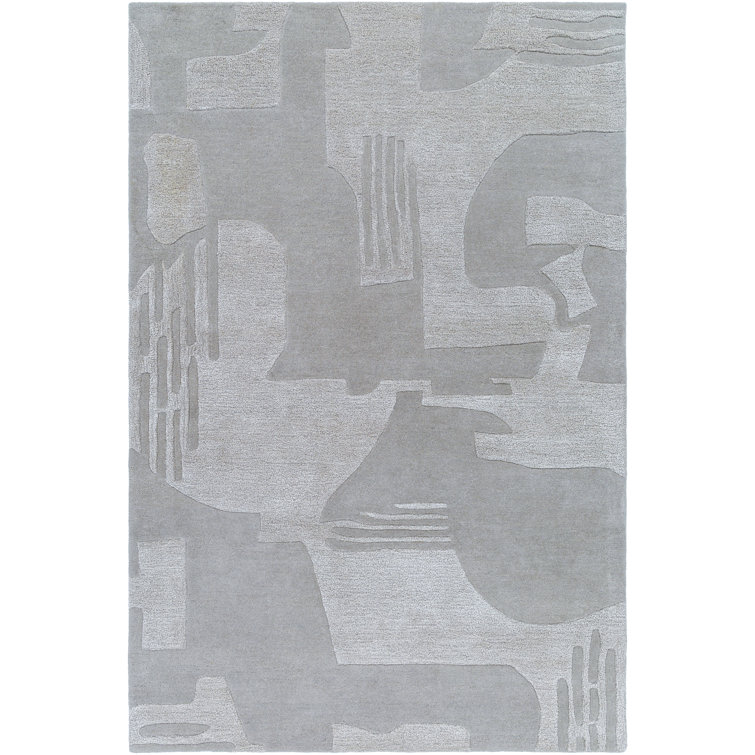 Hand-Tufted Beige Wool and Viscose Rectangular Rug 2' x 3'