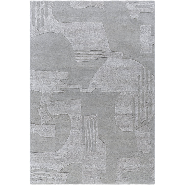 Hand-Tufted Beige Wool and Viscose Rectangular Rug 2' x 3'