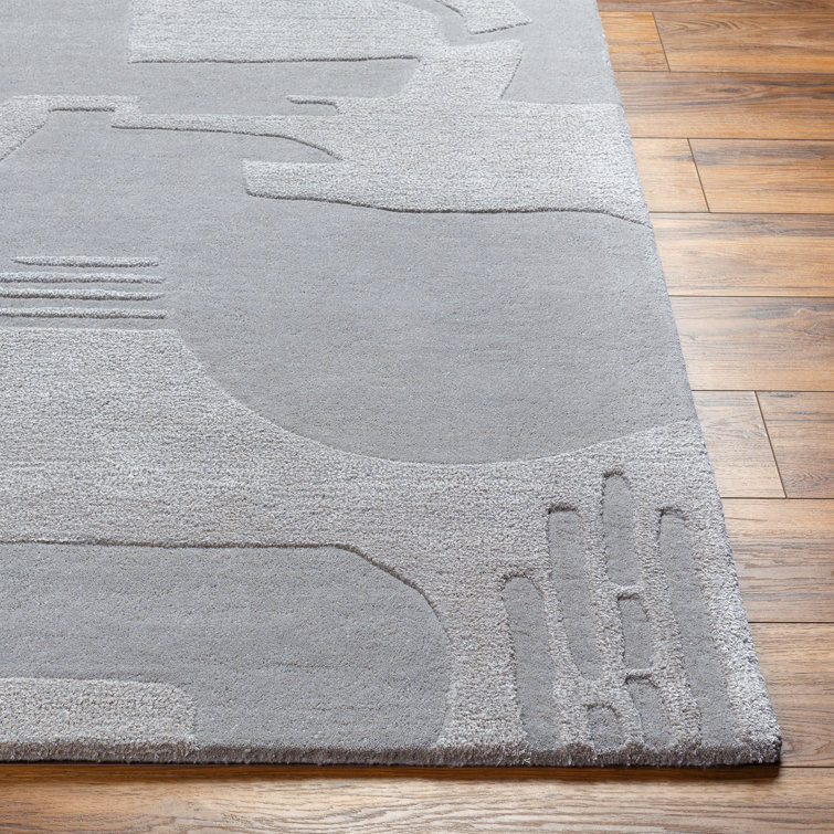Hand-Tufted Beige Wool and Viscose Rectangular Rug 2' x 3'