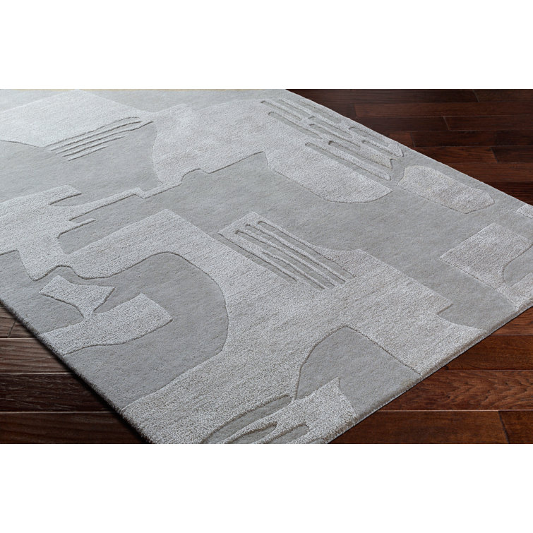 Hand-Tufted Beige Wool and Viscose Rectangular Rug 2' x 3'