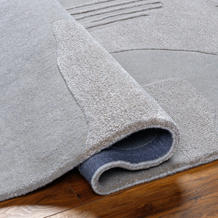 Hand-Tufted Beige Wool and Viscose Rectangular Rug 2' x 3'