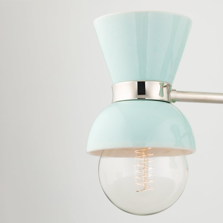 Polished Nickel and Gloss Robins Egg Blue 3-Light Metal Sputnik Chandelier