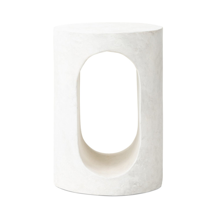 Samson Round White Textured Concrete End Table