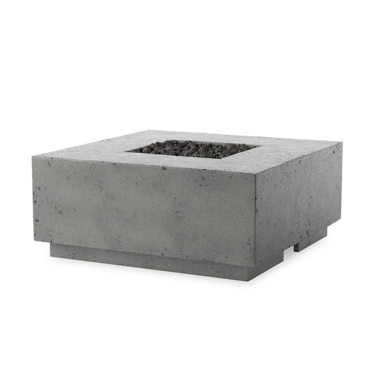 Pewter Concrete Square Gas Fire Pit Table