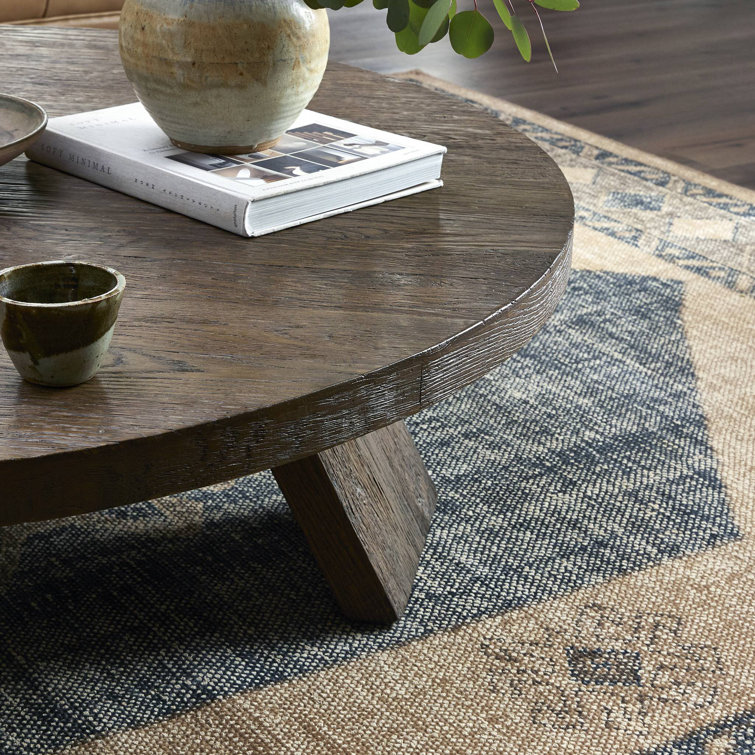 Round Washed Old Oak Resawn Coffee Table with Storage