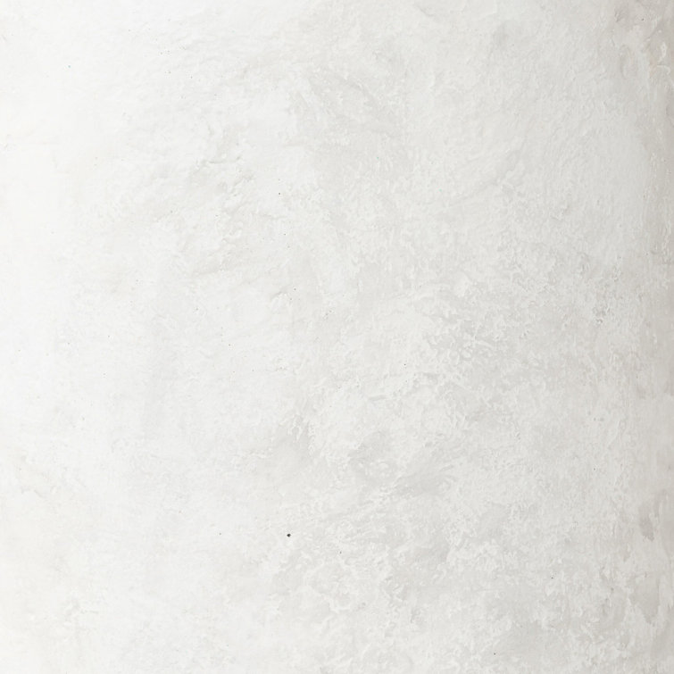 White Concrete Round End Table with Cutout Design