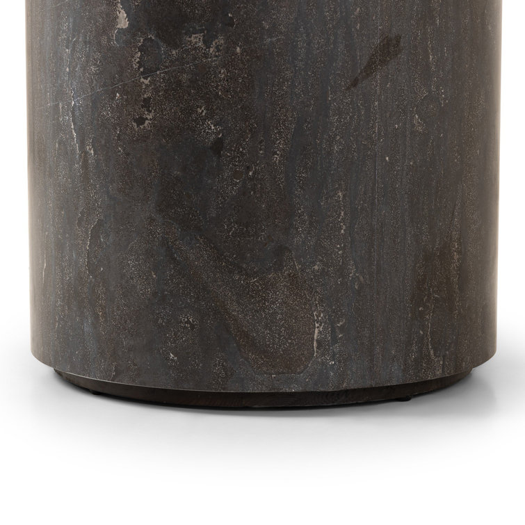 Kramer Round Dark Bluestone and Wood End Table