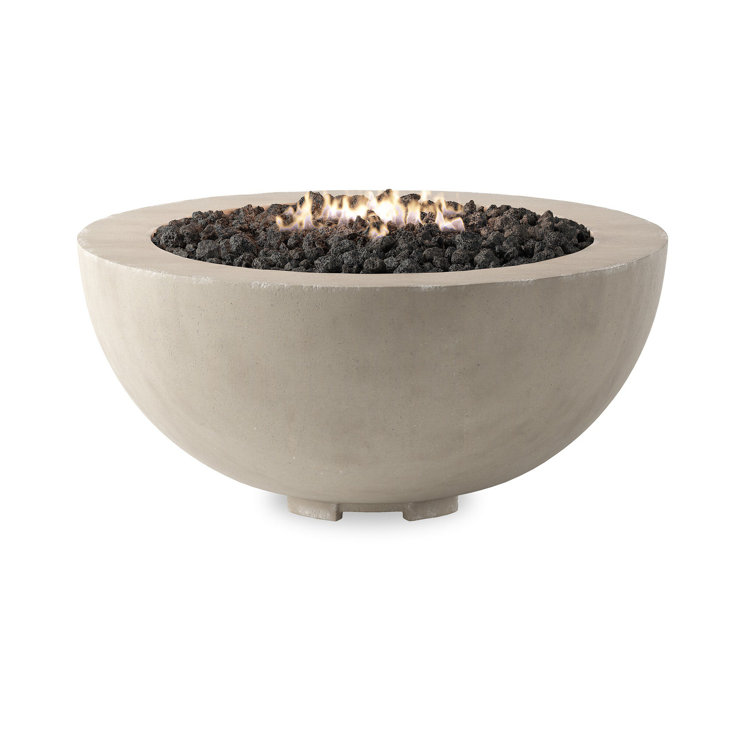 Bronson Pewter Concrete 18" H x 39" W Gas Fire Pit Table