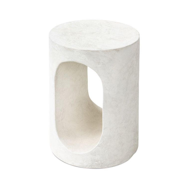 Samson Round White Textured Concrete End Table