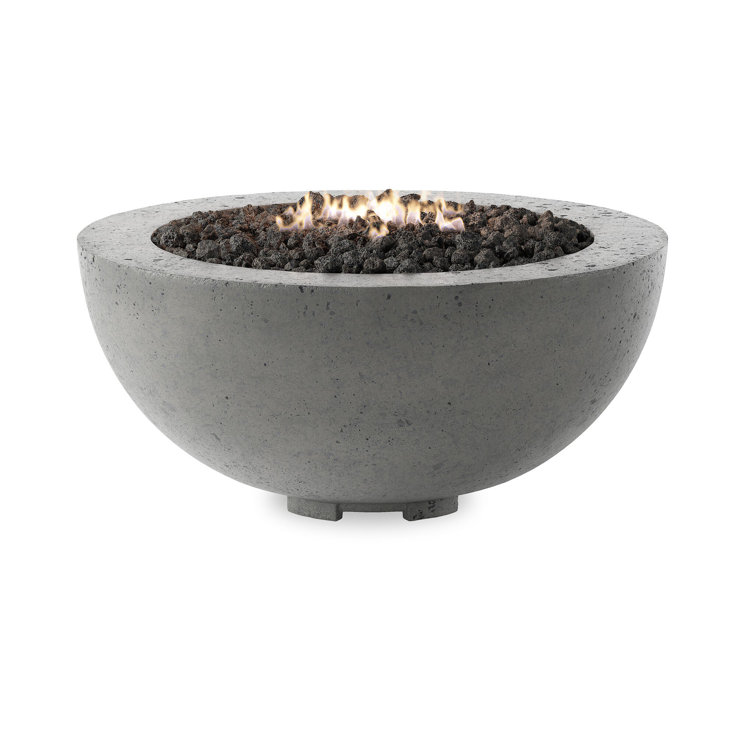 Bronson Pewter Concrete 18" H x 39" W Gas Fire Pit Table