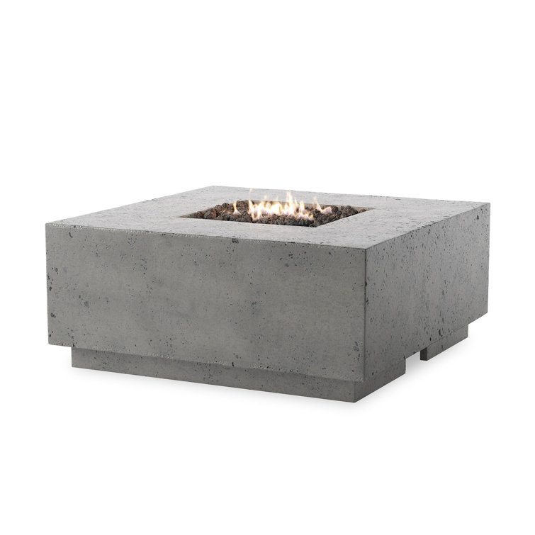 Pewter Concrete Square Gas Fire Pit Table