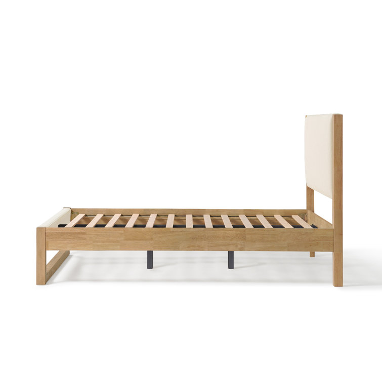 Queen Cream Boucle Upholstered Wood Frame Bed with Headboard