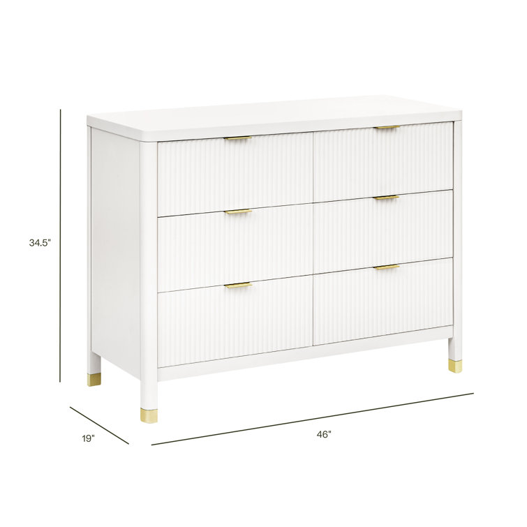 Warm White 6-Drawer Dresser with Gold Accents