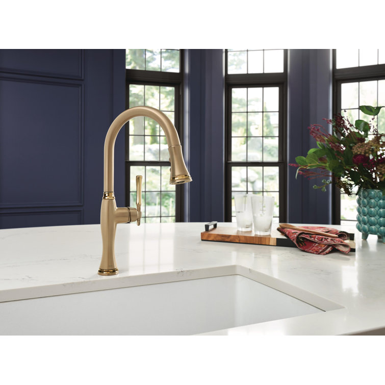 Polished Nickel Brass Pull-Down Kitchen Faucet with Spray