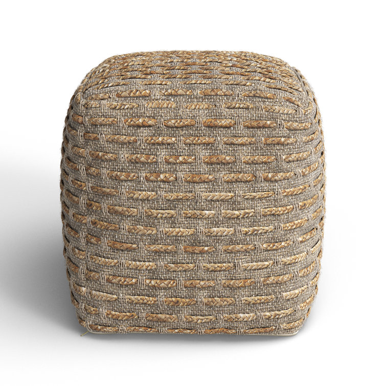 Rue Square Brown and Gray Cotton Wool Pouf