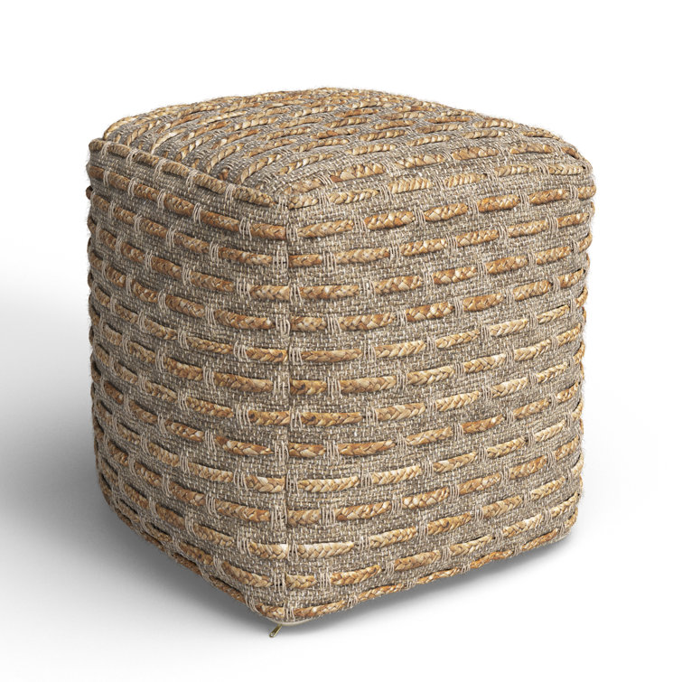 Rue Square Brown and Gray Cotton Wool Pouf