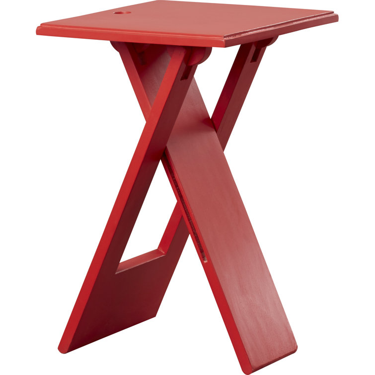 Loft 12" Red Square Folding End Table in Mango & Acacia Wood