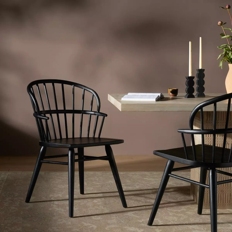 Black Ash Solid Wood Windsor Arm Chair
