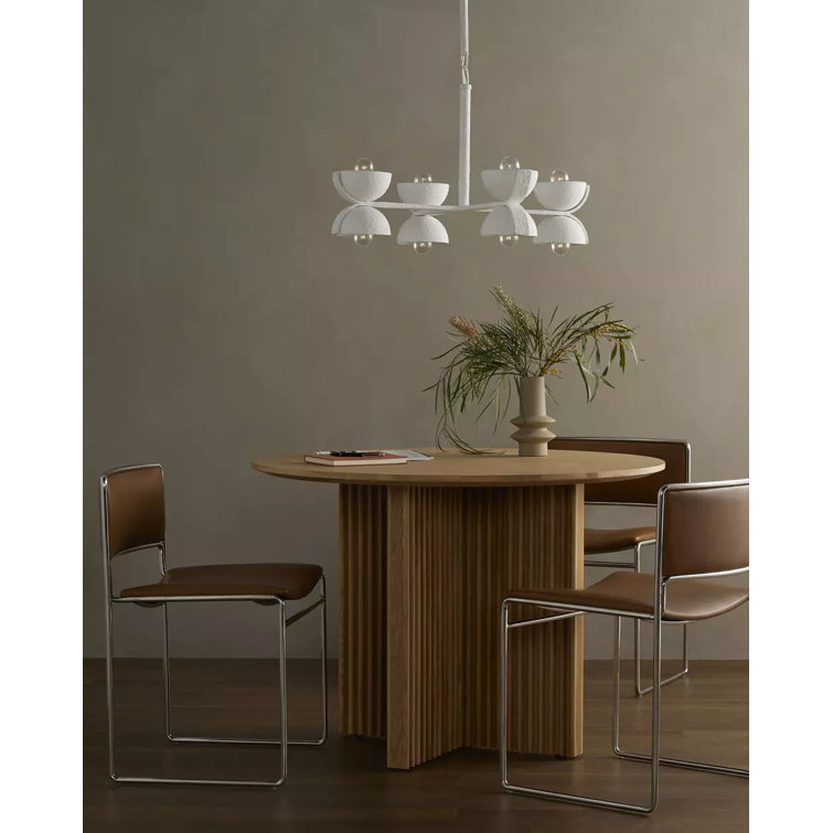 Matte Black Iron 8-Light Chandelier with Plaster Finish