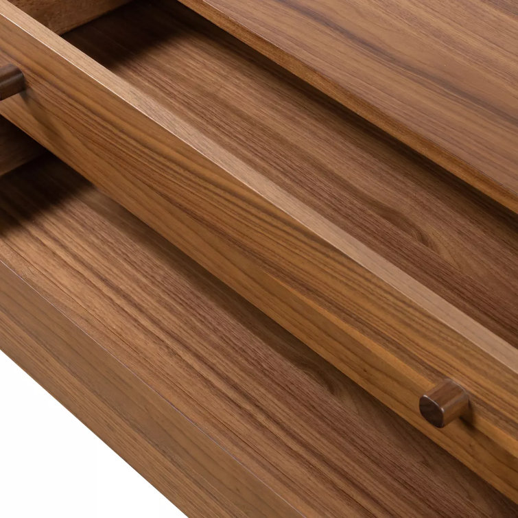 Daniella Campaign-Style 2-Drawer Natural Walnut Nightstand