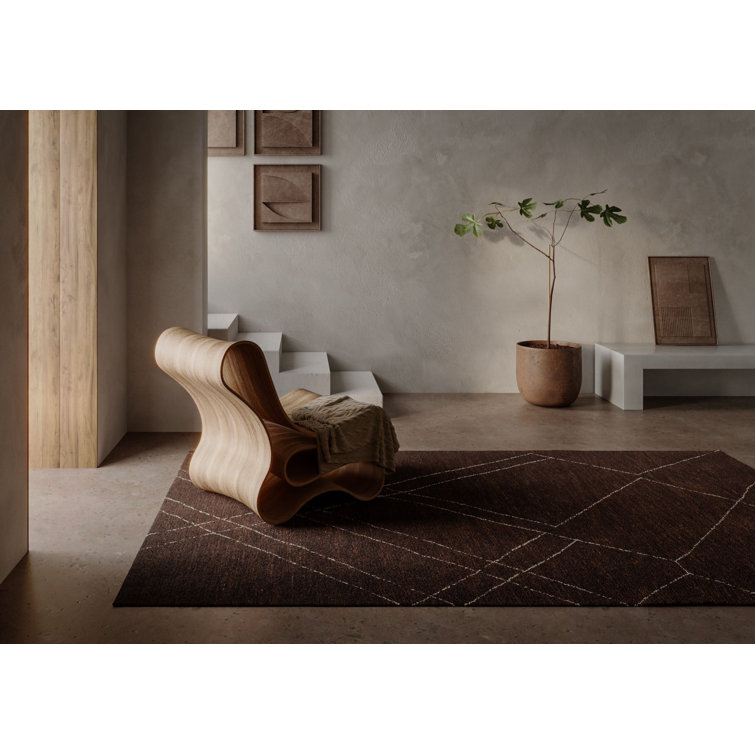 Wendell Brown Geometric Wool Rectangular Rug 2' x 4'